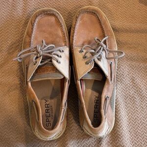 Sperry Men's 10.5 Tan Leather Lace Up Boat Shoes